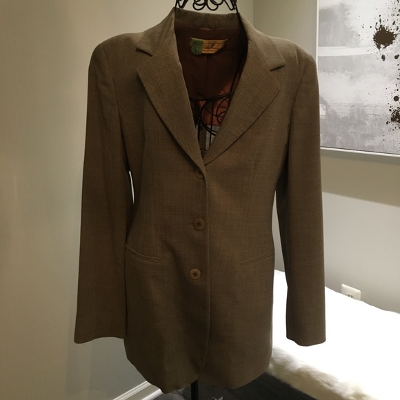 Donna Karan Signature Italian Wool Taupe Blazer - Picture 1 of 8